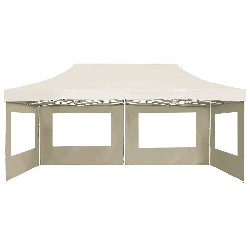 Gazebo Professionale Pieghevole Alluminio con Pareti 6x3m Crema