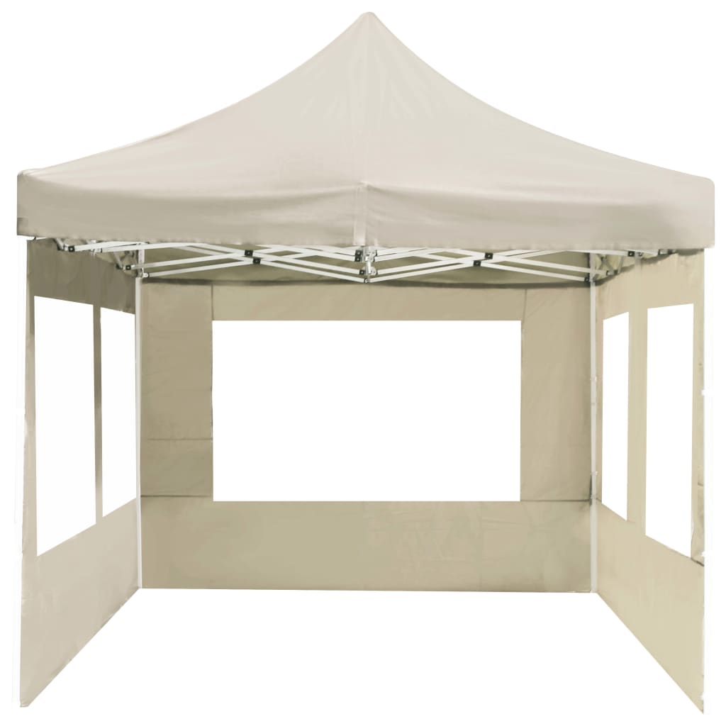 Gazebo Professionale Pieghevole Alluminio con Pareti 6x3m Crema