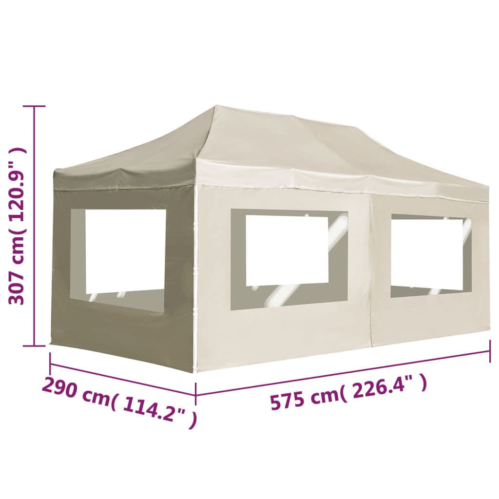 Gazebo Professionale Pieghevole Alluminio con Pareti 6x3m Crema