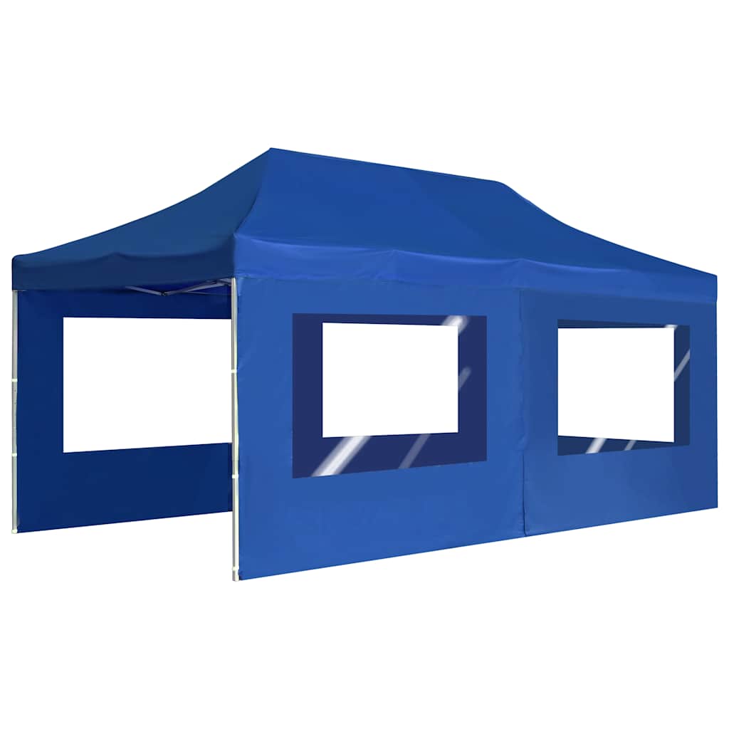 Gazebo Professionale Pieghevole Alluminio con Pareti 6x3 m Blu