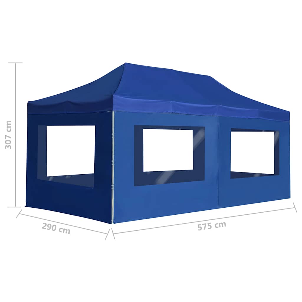 Gazebo Professionale Pieghevole Alluminio con Pareti 6x3 m Blu