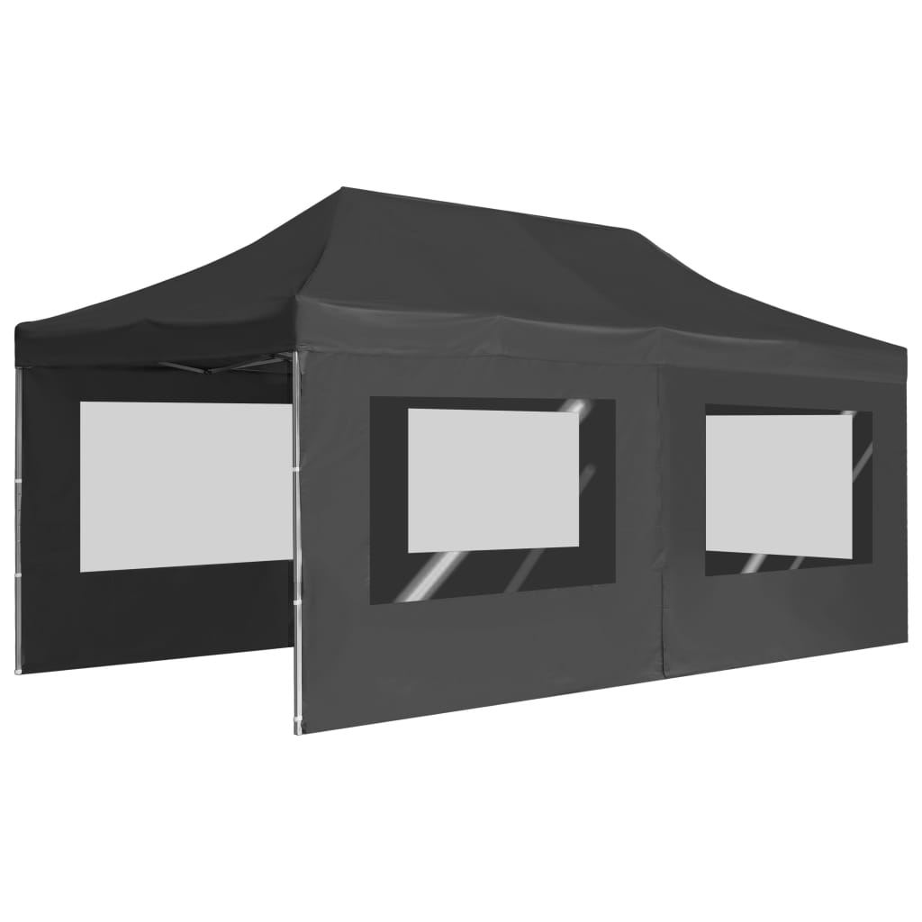 Gazebo Pieghevole con Pareti in Alluminio 6x3m Antracite