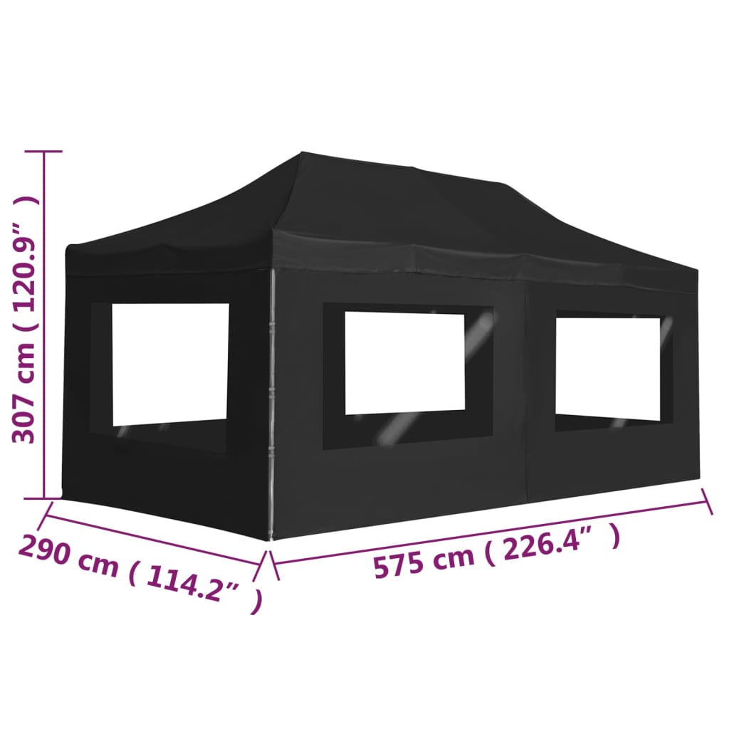 Gazebo Pieghevole con Pareti in Alluminio 6x3m Antracite