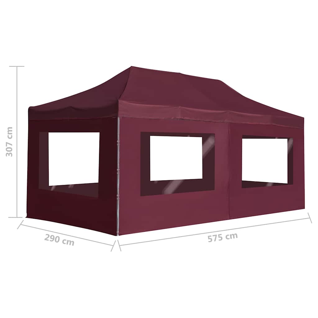 Gazebo Professionale Pieghevole Alluminio con Pareti 6x3m Vino
