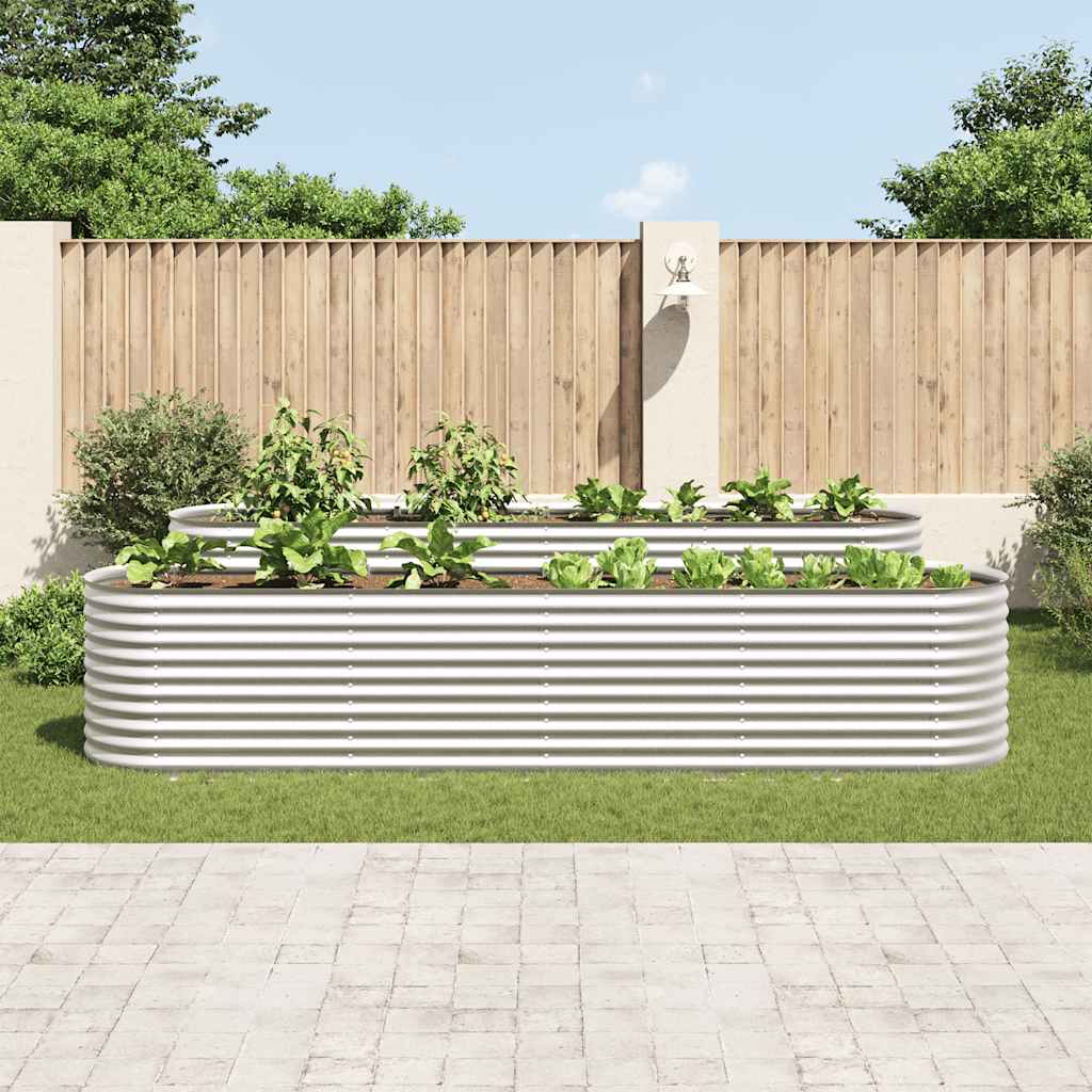 Letto Rialzato Giardino 400x80x81 cm in Acciaio Zincato Argento