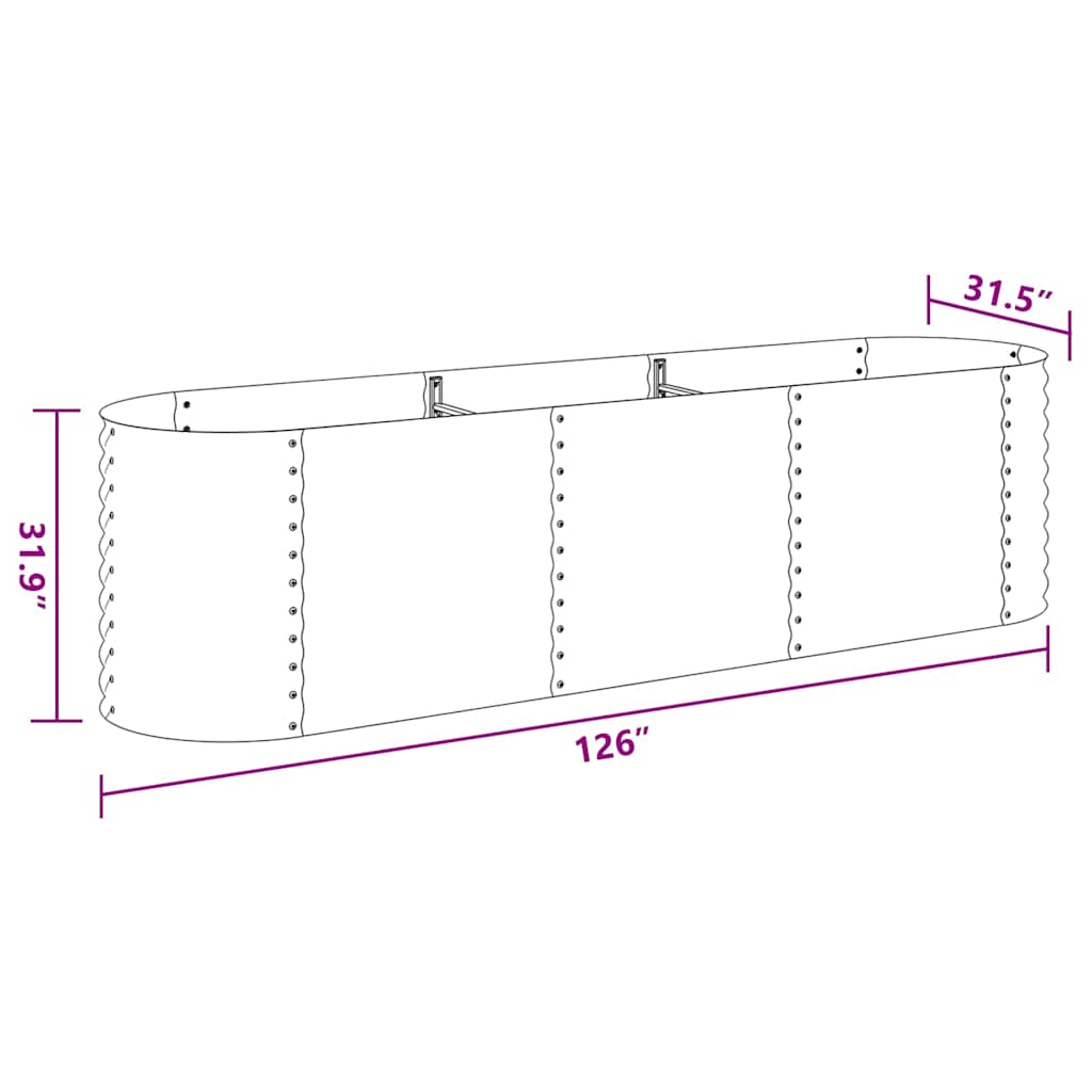 Letto Rialzato Giardino 320 x 80 cm in Acciaio Zincato Argento