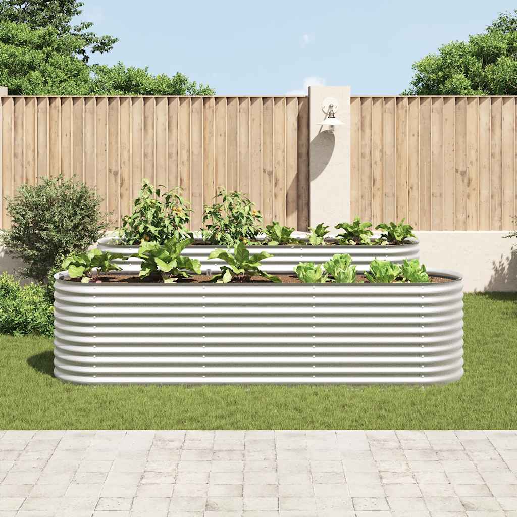 Letto Rialzato Giardino 320x80x81 cm in Acciaio Zincato Argento