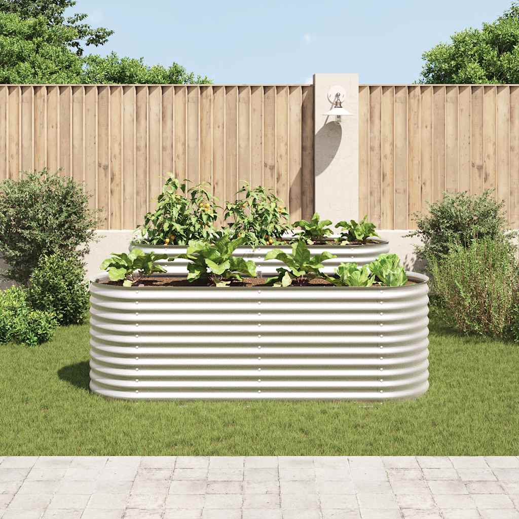 Letto Rialzato Giardino 240x80x81 cm in Acciaio Zincato Argento