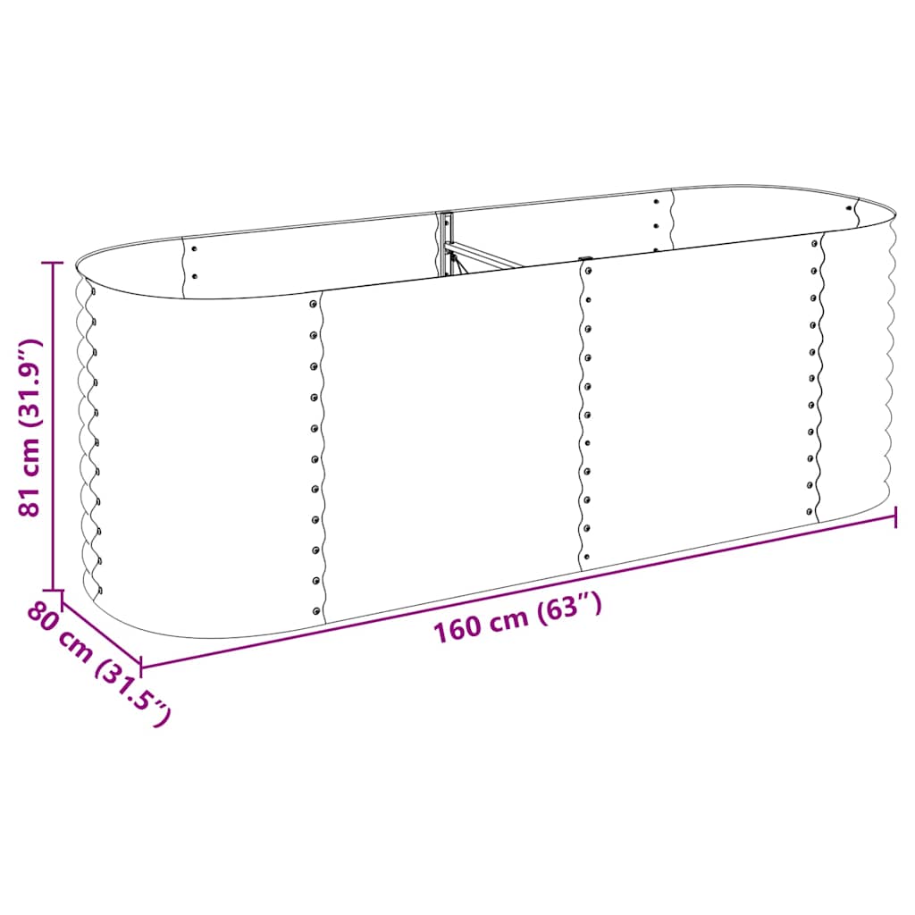Letto Rialzato Giardino 240x80x81 cm in Acciaio Zincato Argento