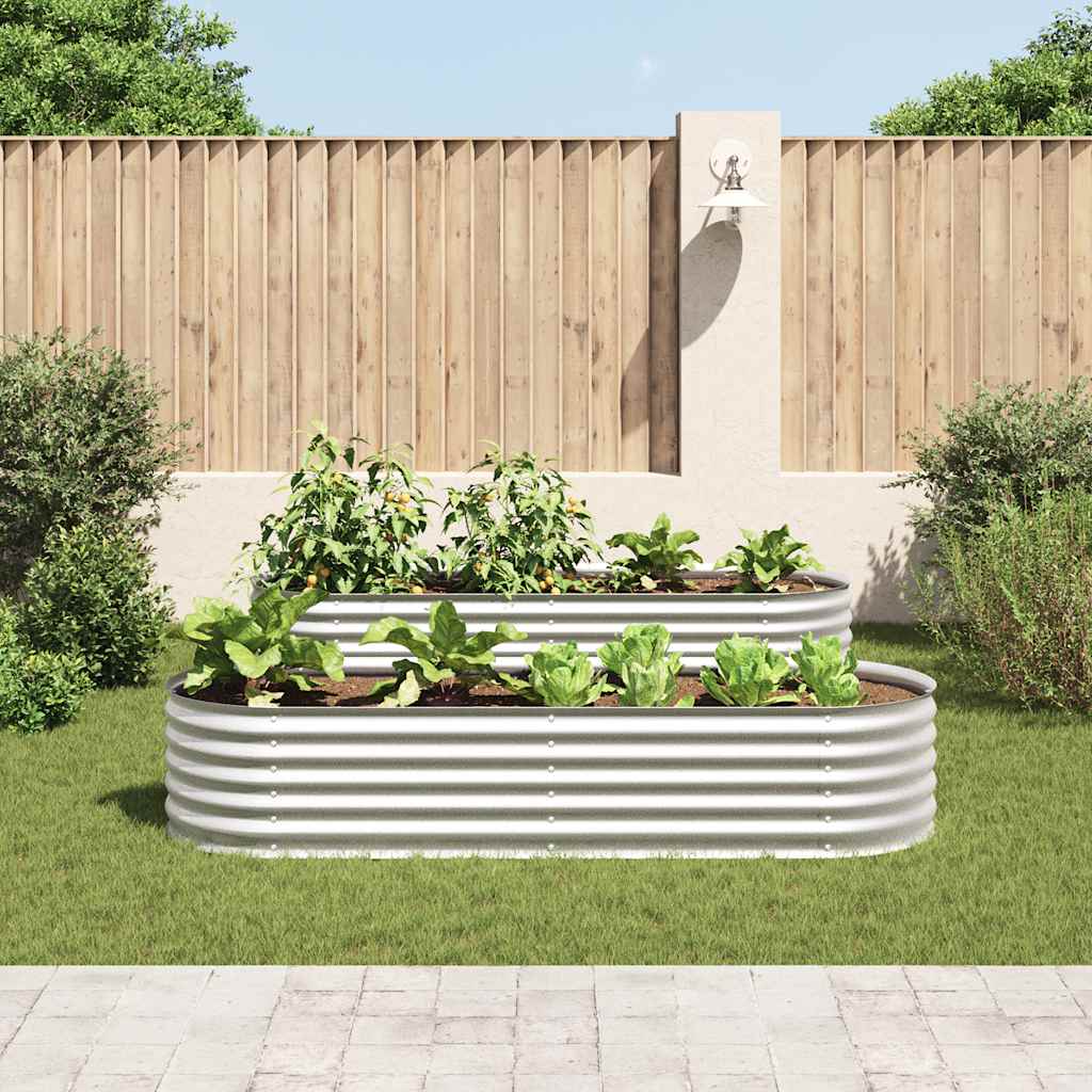 Letto Rialzato Giardino 240x80x44 cm in Acciaio Zincato Argento