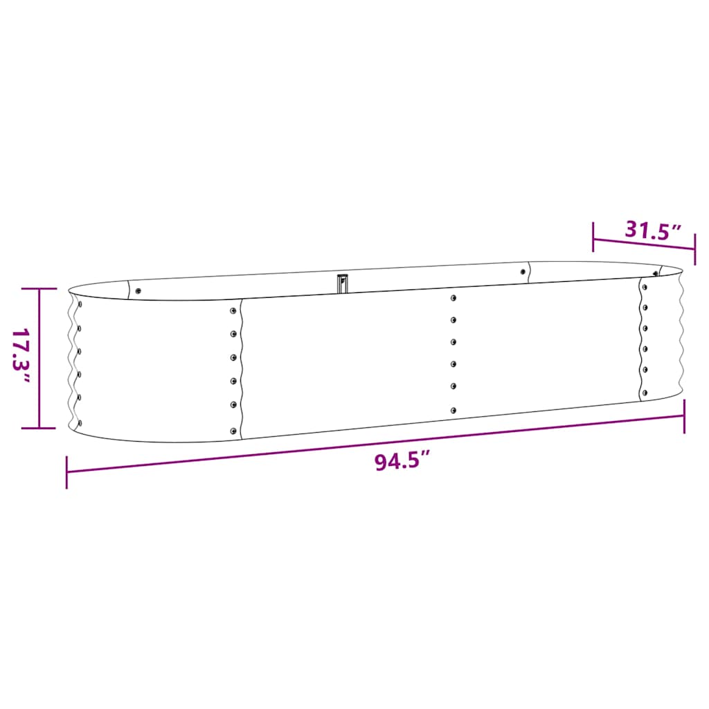 Letto Rialzato Giardino 240x80x44 cm Acciaio Zincato Argento