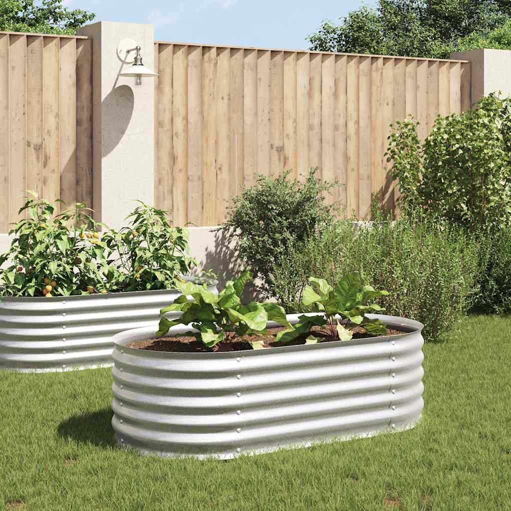 Letto Rialzato Giardino 160x80x44 cm in Acciaio Zincato Argento