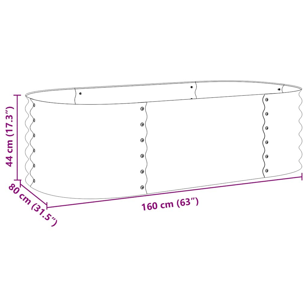 Letto Rialzato Giardino 160x80x44 cm in Acciaio Zincato Argento