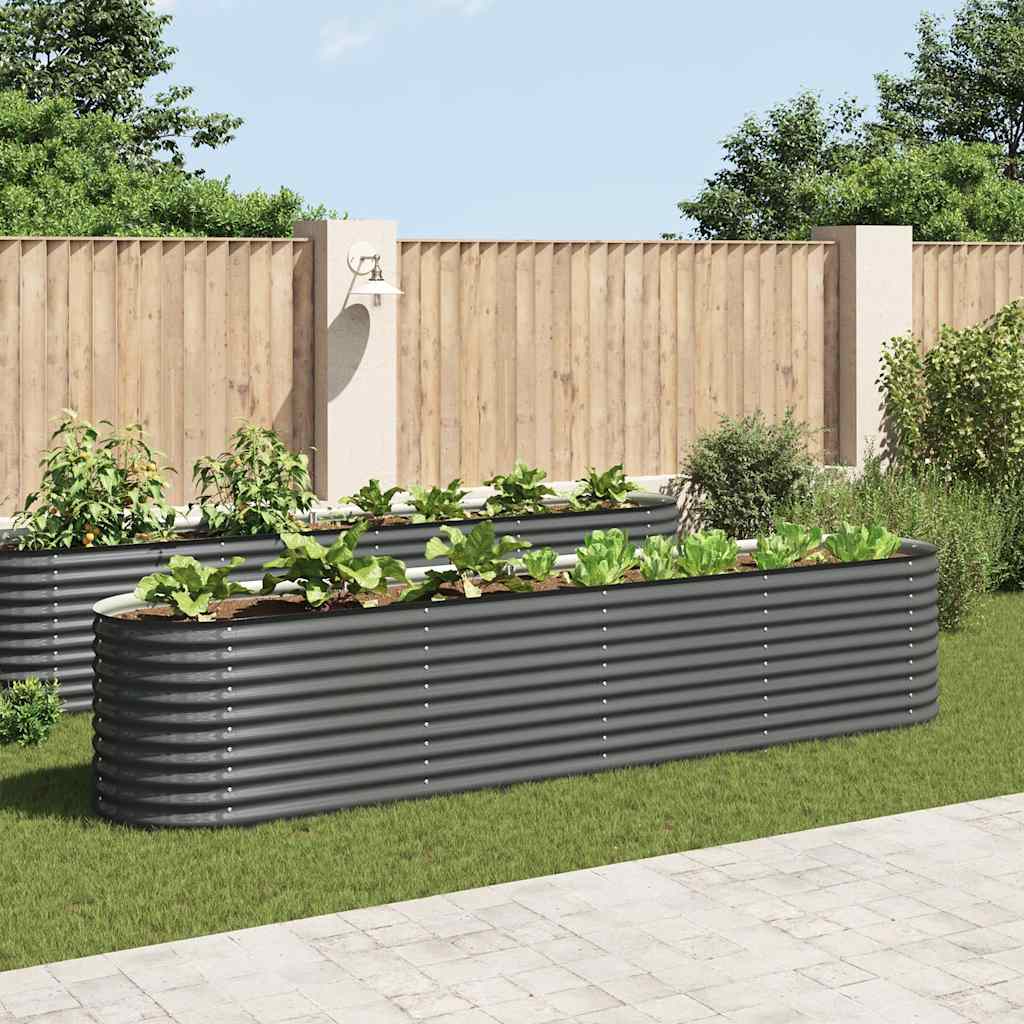 Letto Rialzato Giardino 400x80x81 cm in Acciaio Zincato Grigio