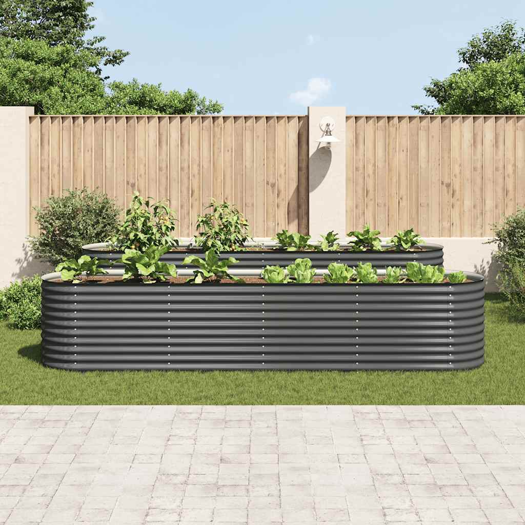 Letto Rialzato Giardino 400x80x81 cm in Acciaio Zincato Grigio