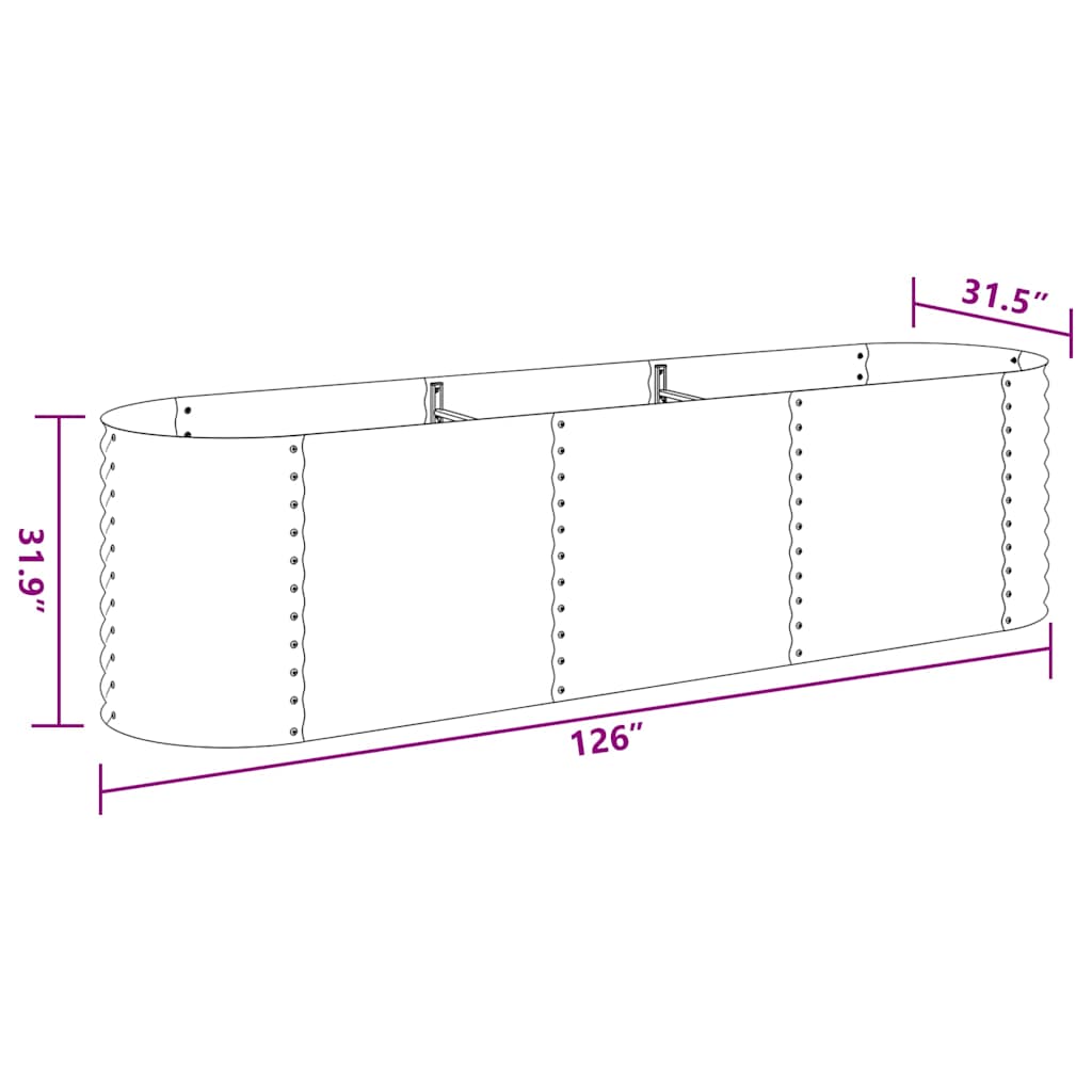 Letto Rialzato Giardino 320x80x81 cm Acciaio Zincato Grigio