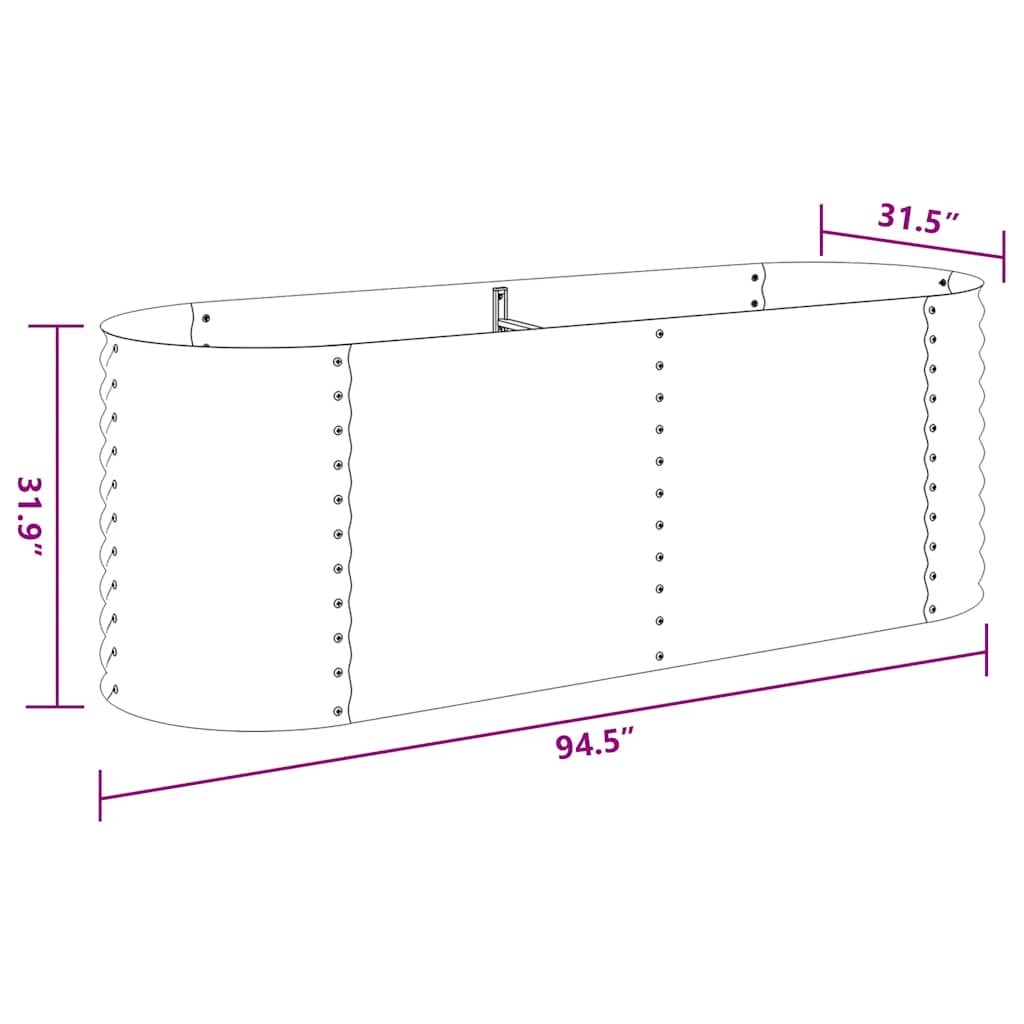 Letto Rialzato Giardino 240x80x81 cm in Acciaio Zincato Grigio