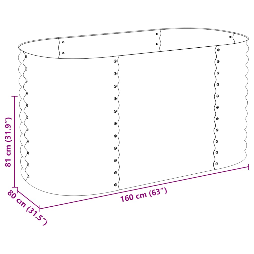 Letto Rialzato Giardino 160x80x81 cm in Acciaio Zincato Grigio