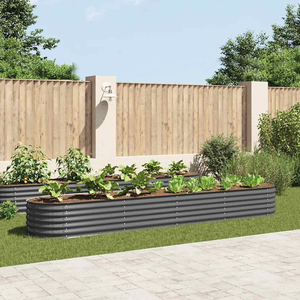 Letto Rialzato Giardino 400x80x44 cm in Acciaio Zincato Grigio