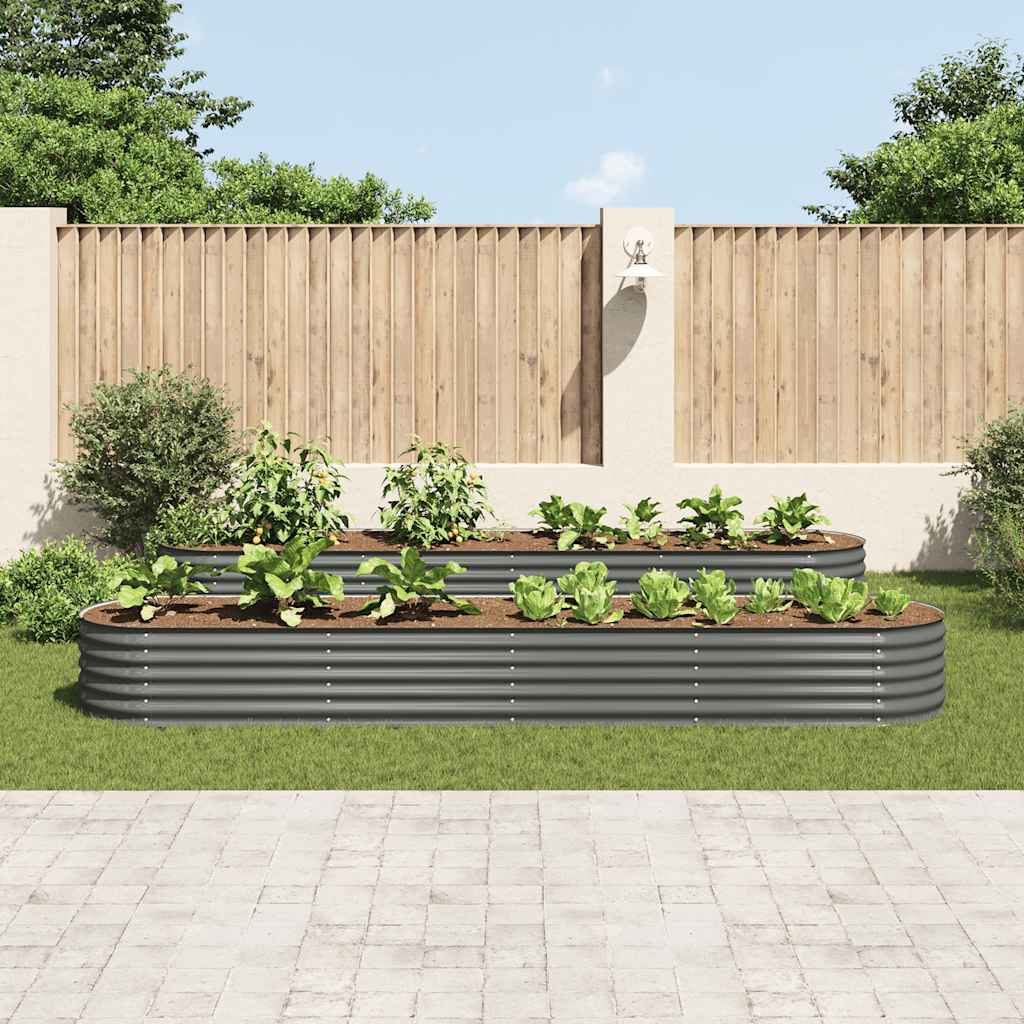 Letto Rialzato Giardino 400x80x44 cm in Acciaio Zincato Grigio