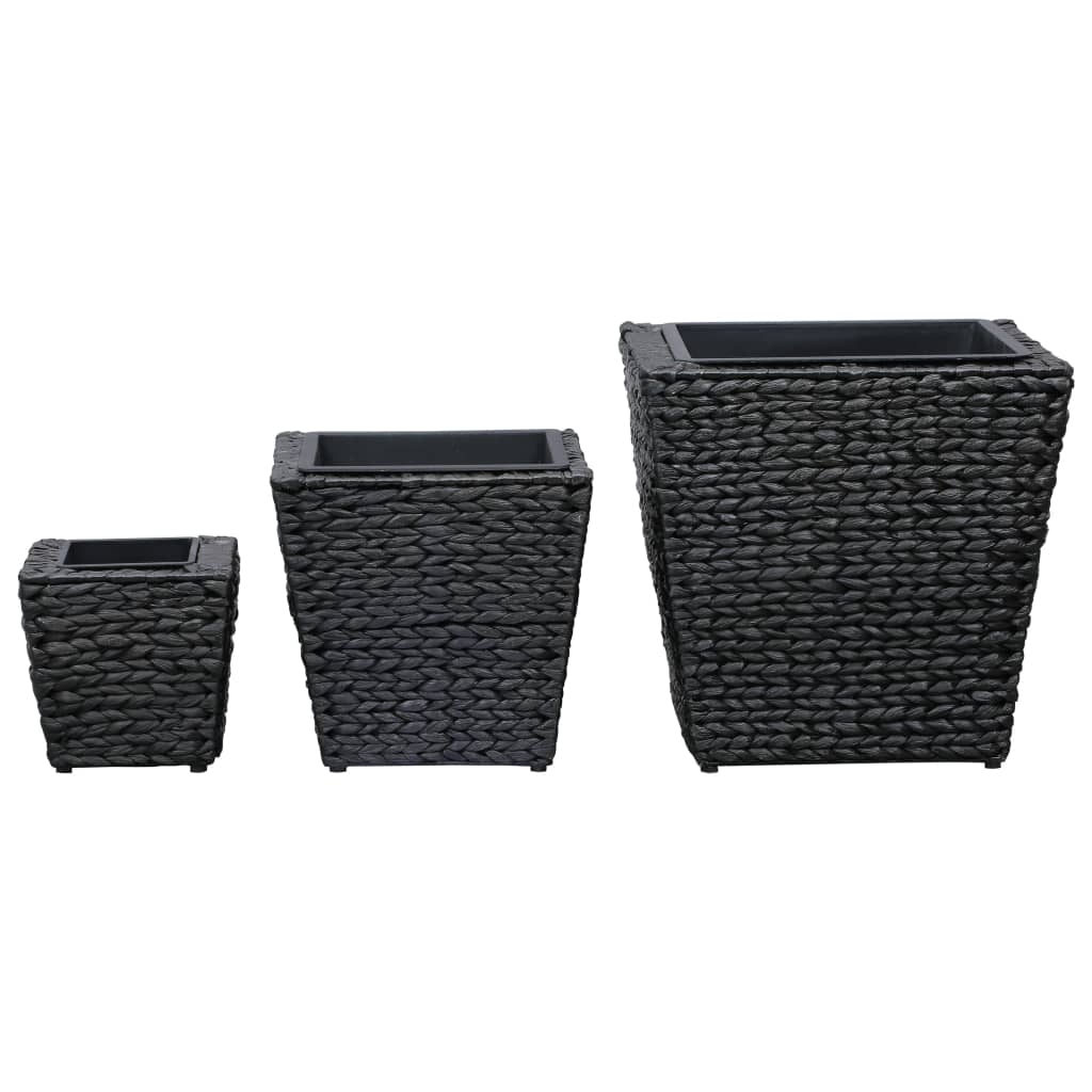 Letti Rialzati 3 pz in Giacinto Intrecciato Nero