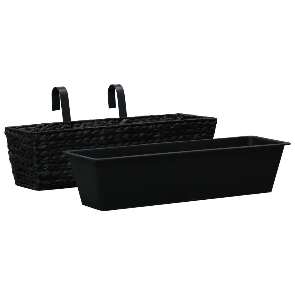 Fioriere 2 pz in Giacinto Intrecciato Nero