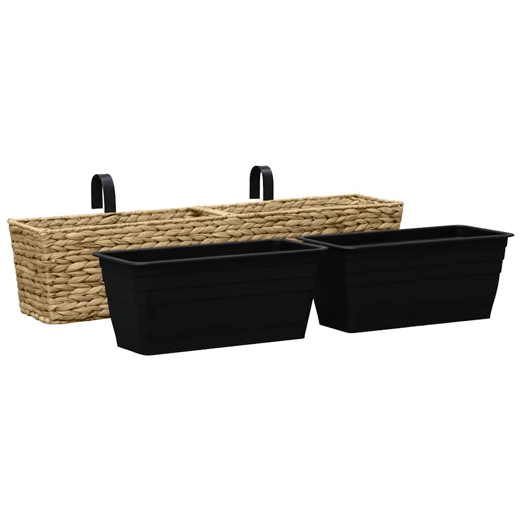Set 2 Fioriere in Giacinto Intrecciato con 4 Vasi