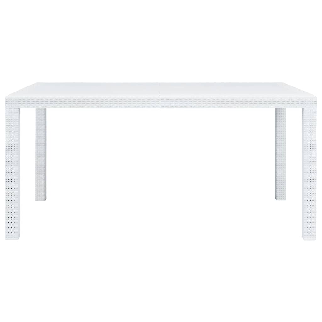 Tavolo da Giardino Bianco 150x90x72 cm in Plastica Stile Rattan