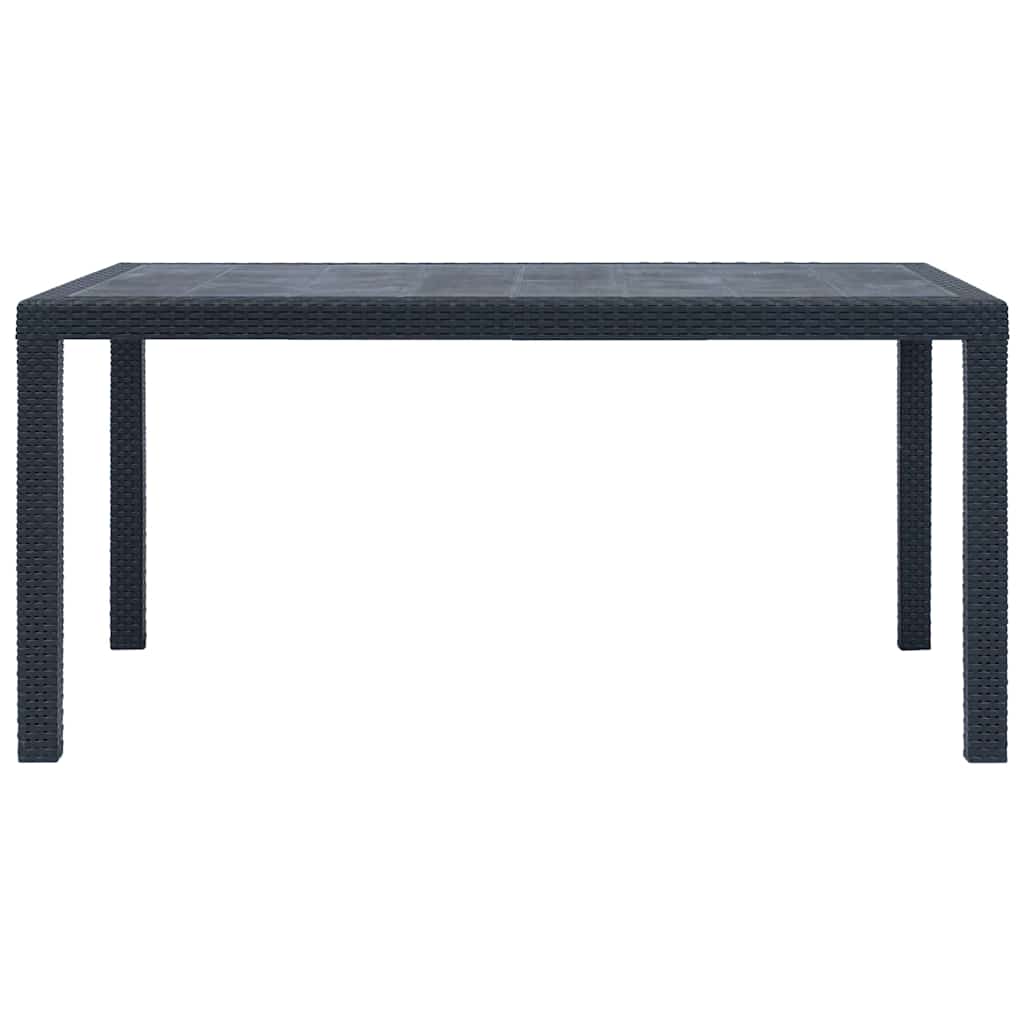 Tavolo da Giardino Antracite 150x90x72 cm Plastica Stile Rattan