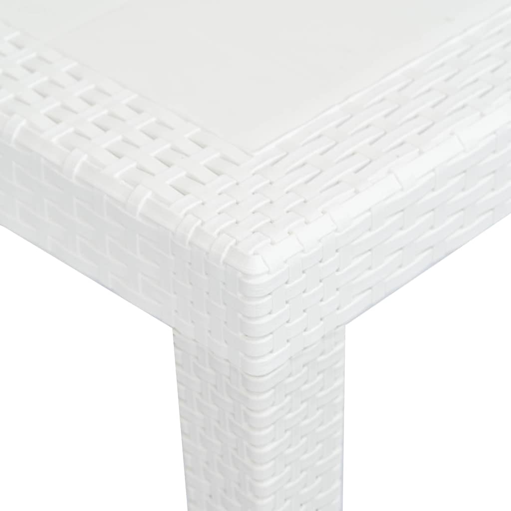 Tavolo da Giardino Bianco 220x90x72 cm in Plastica Stile Rattan