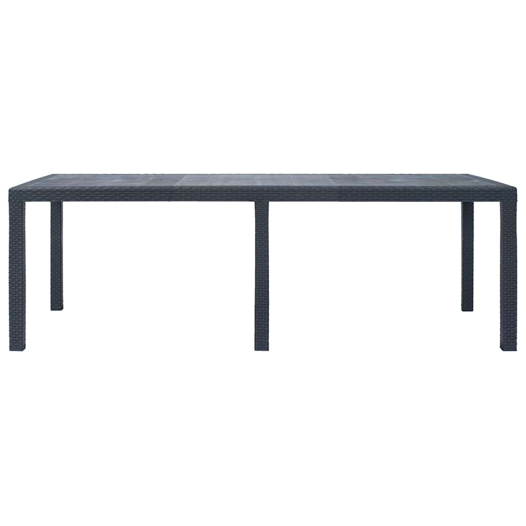 Tavolo da Giardino Antracite 220x90x72 cm Plastica Stile Rattan