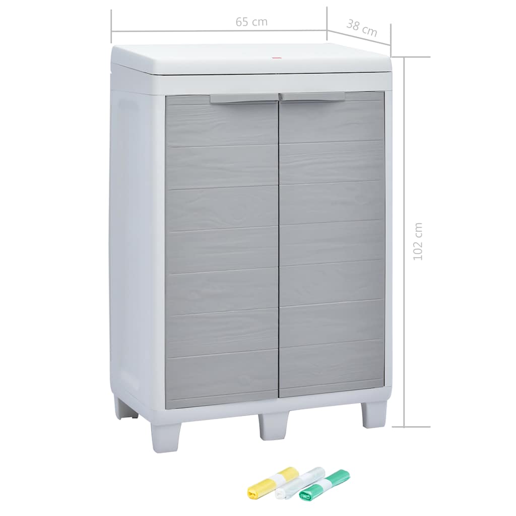 Pattumiera da Giardino con 3 Sacchi Grigio Chiaro 65x38x102 cm