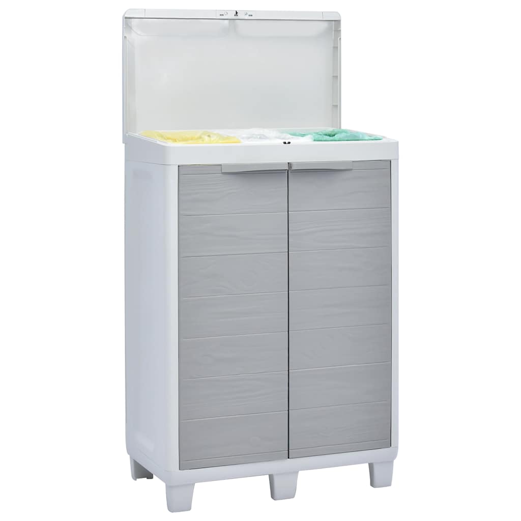 Pattumiera da Giardino con 3 Sacchi Grigio Chiaro 65x38x102 cm