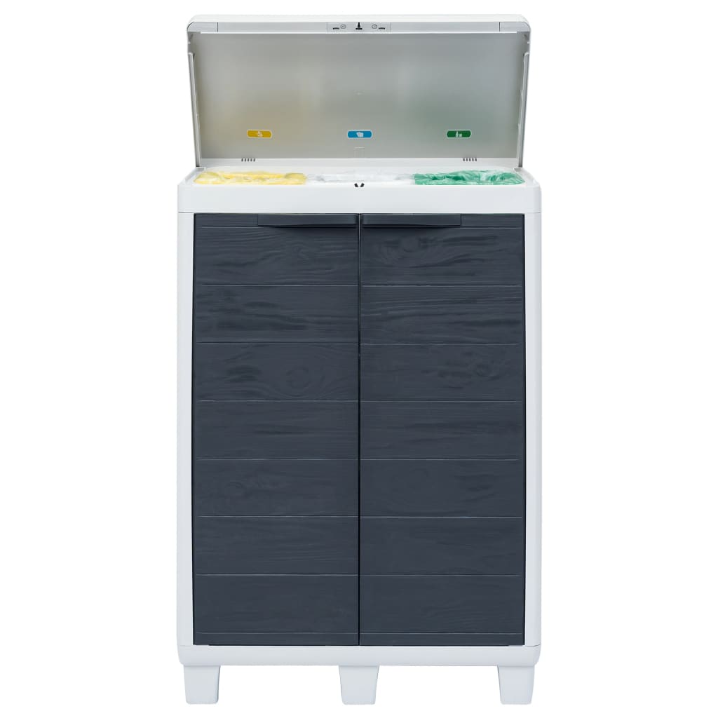 Pattumiera da Giardino con 3 Sacchi Grigio Scuro 65x38x102 cm