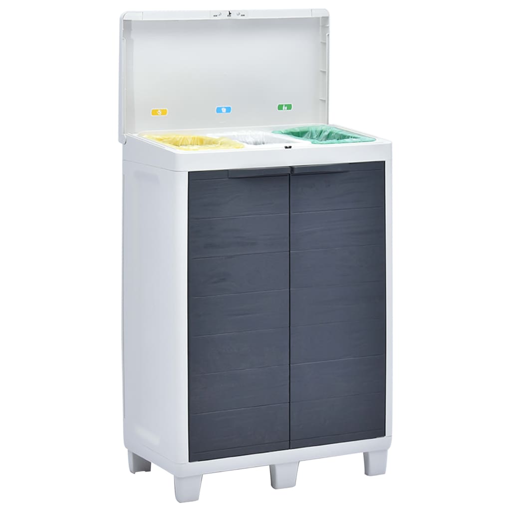 Pattumiera da Giardino con 3 Sacchi Grigio Scuro 65x38x102 cm