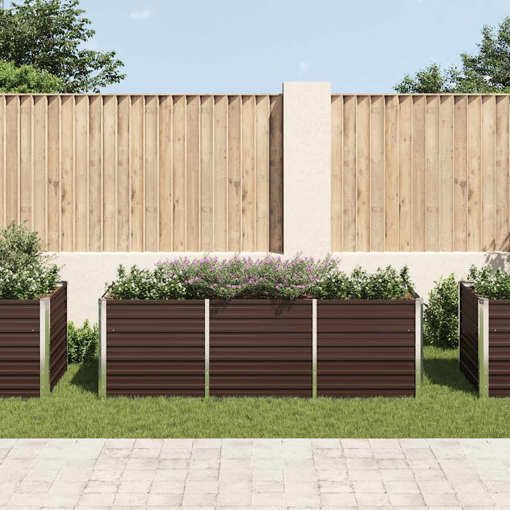 Letto Rialzato Giardino Marrone 240x80x77 cm in Acciaio Zincato