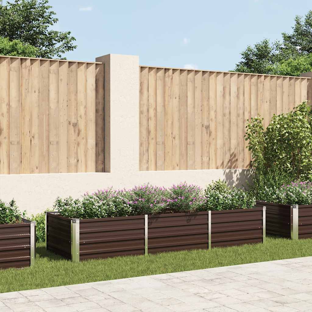 Letto Rialzato Giardino Marrone 240x80x45 cm in Acciaio Zincato