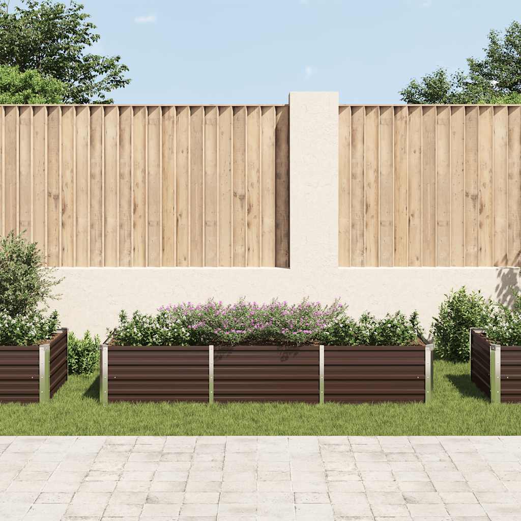 Letto Rialzato Giardino Marrone 240x80x45 cm in Acciaio Zincato