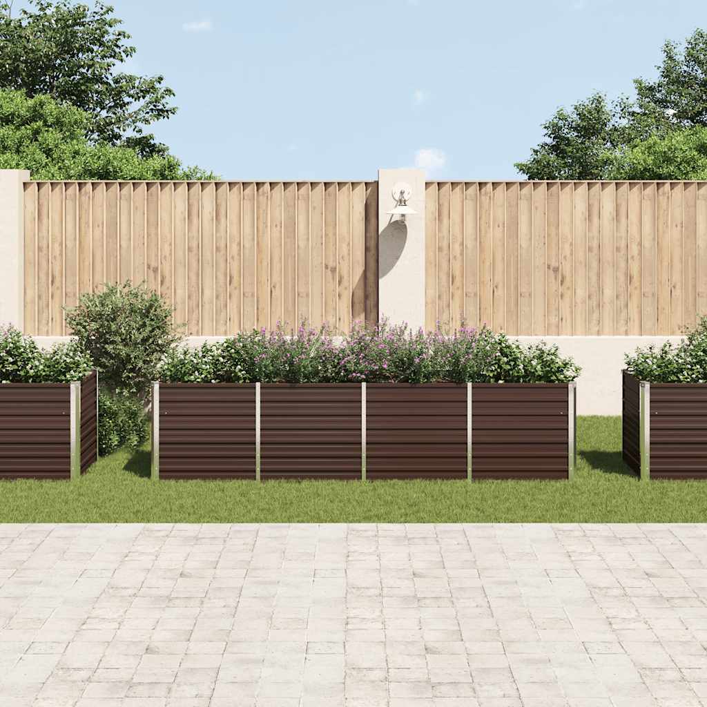 Letto Rialzato Giardino Marrone 320x80x77 cm in Acciaio Zincato