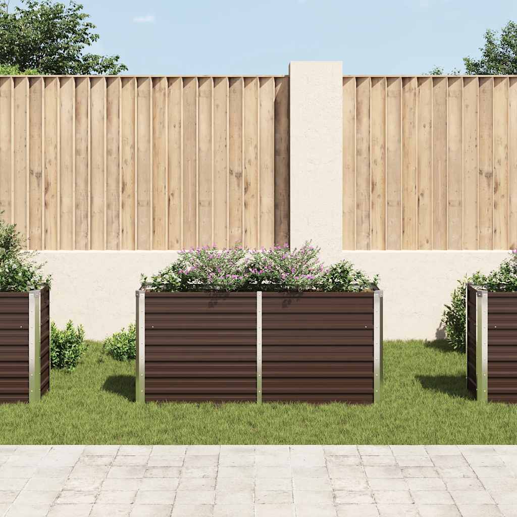 Letto Rialzato Giardino Marrone 160x40x77 cm in Acciaio Zincato
