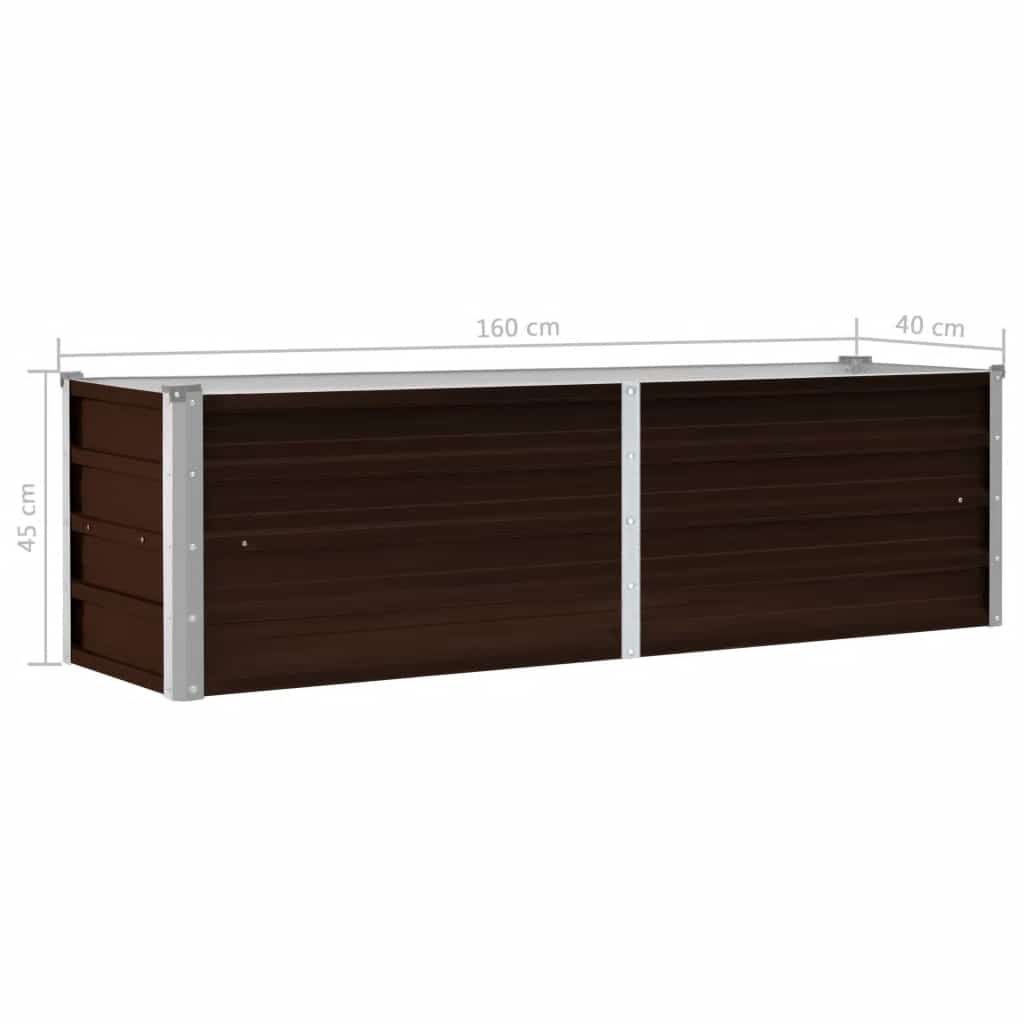 Letto Rialzato Giardino Marrone 160x40x45 cm in Acciaio Zincato
