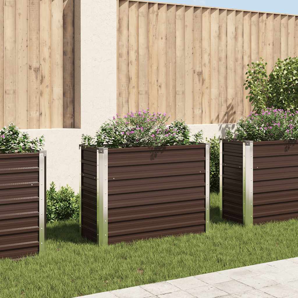 Letto Rialzato Giardino Marrone 100x40x77 cm in Acciaio Zincato