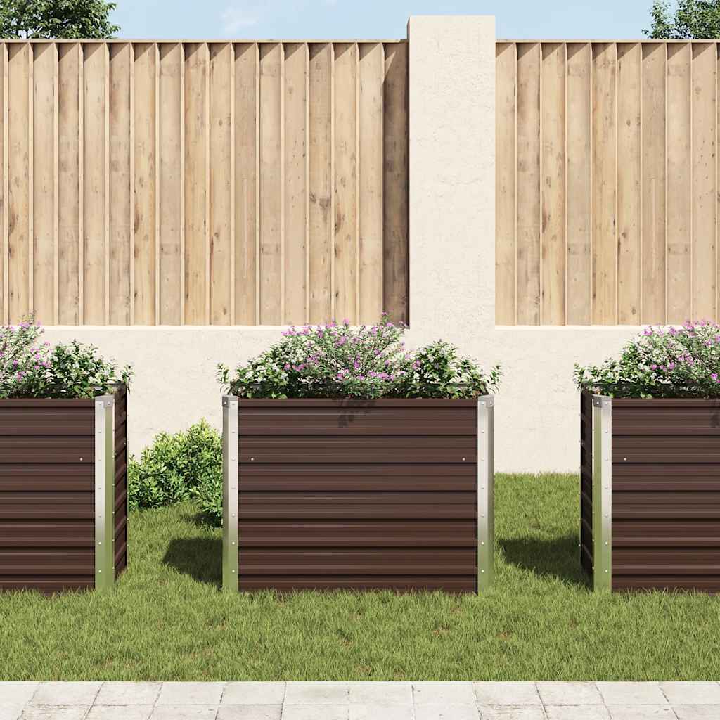 Letto Rialzato Giardino Marrone 100x40x77 cm in Acciaio Zincato