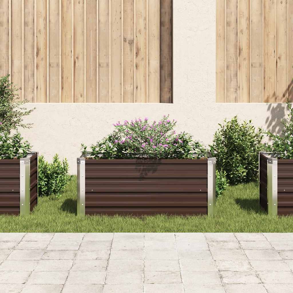Letto Rialzato Giardino Marrone 100x40x45 cm in Acciaio Zincato