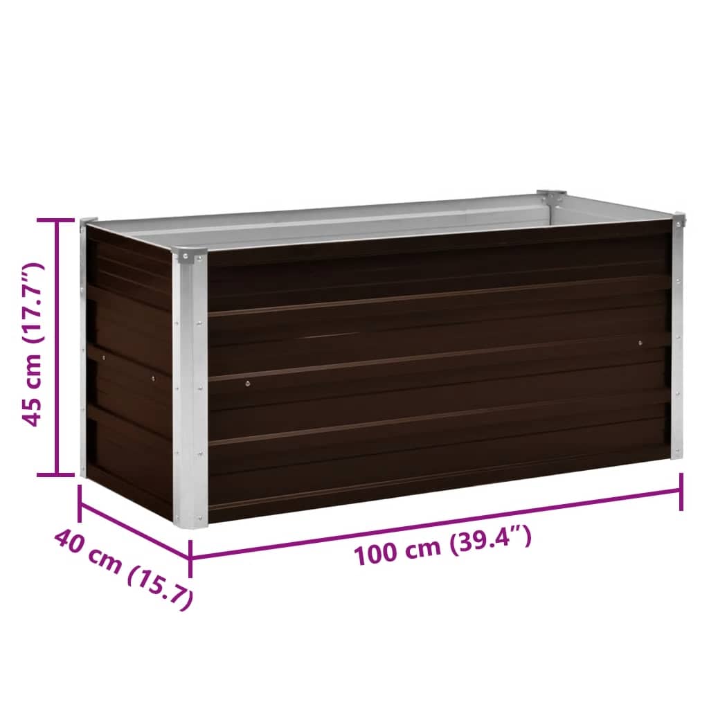 Letto Rialzato Giardino Marrone 100x40x45 cm in Acciaio Zincato