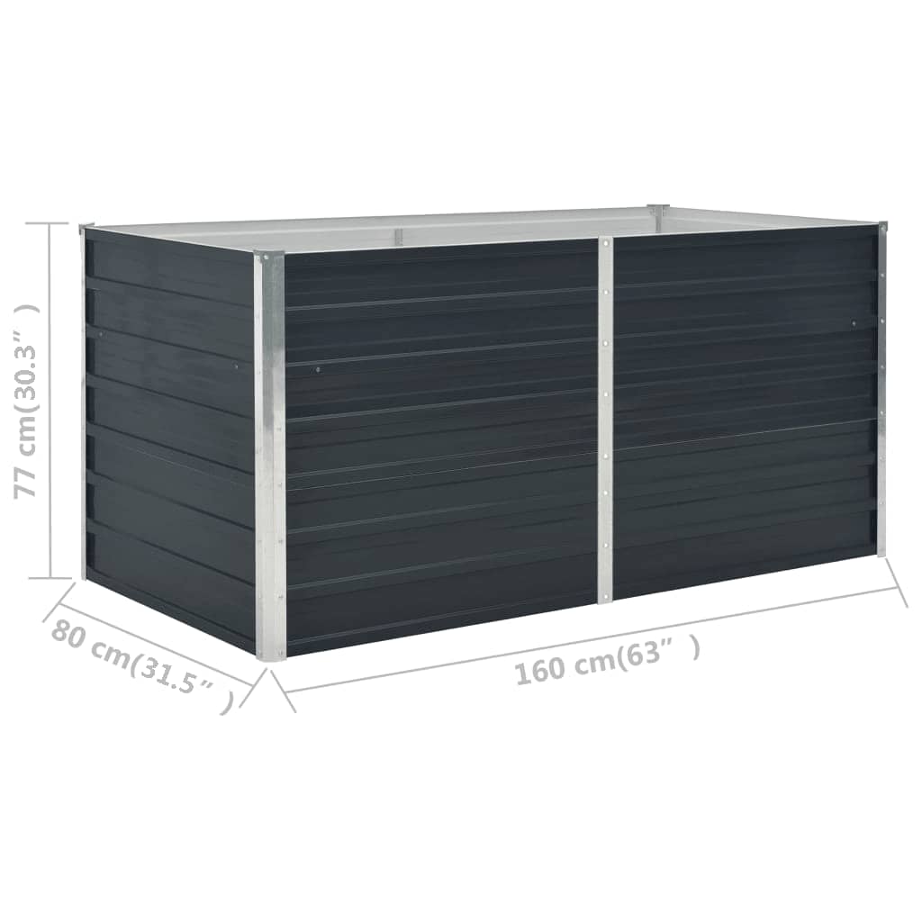 Fioriera Rialzata Antracite 160x80x77 cm in Acciaio Zincato