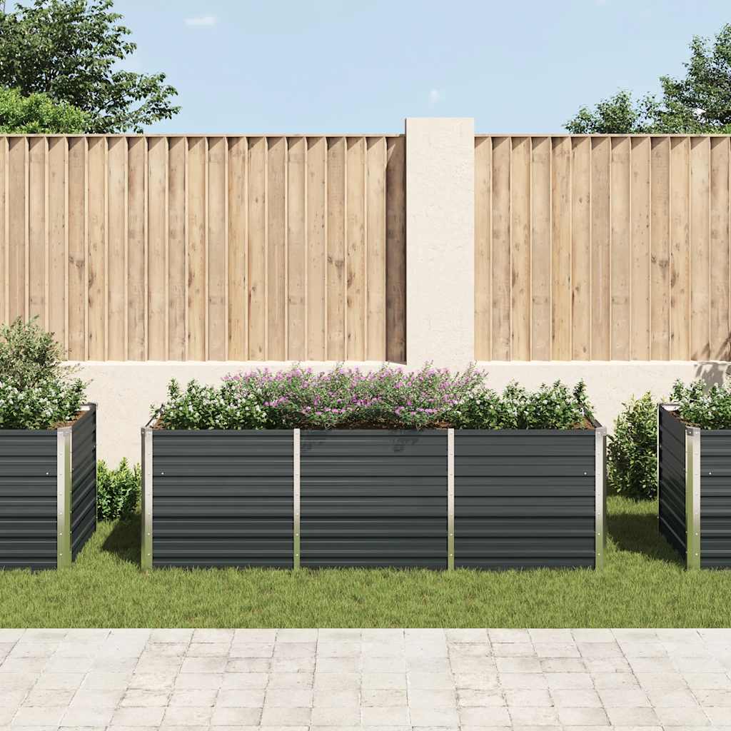Fioriera per Giardino Antracite 240x80x77 cm in Acciaio Zincato