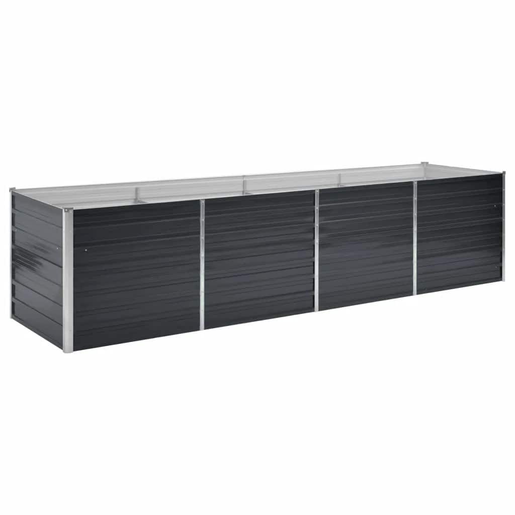 Letto Rialzato Giardino Antracite 320x80x77 cm Acciaio Zincato