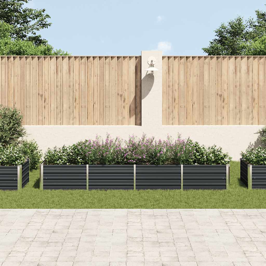 Letto Rialzato Giardino Antracite 320x80x45 cm Acciaio Zincato