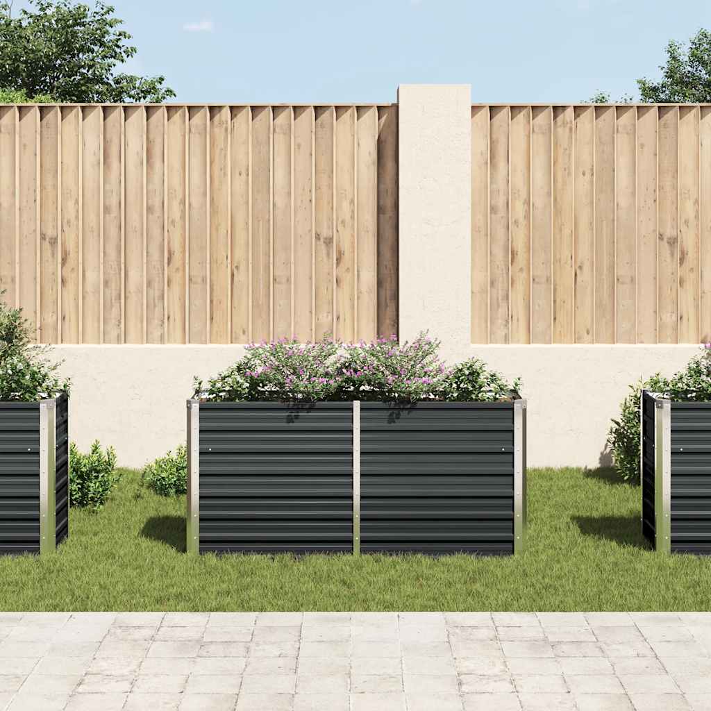 Letto Rialzato Giardino Antracite 160x40x77 cm Acciaio Zincato